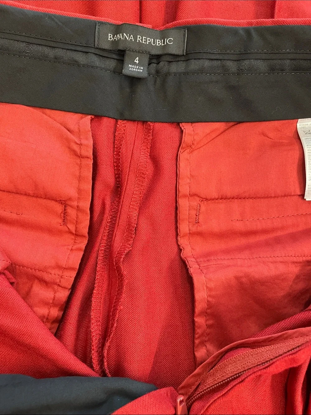 Banana Republic Lena Wide-Leg Red Crimson Trousers Size 4